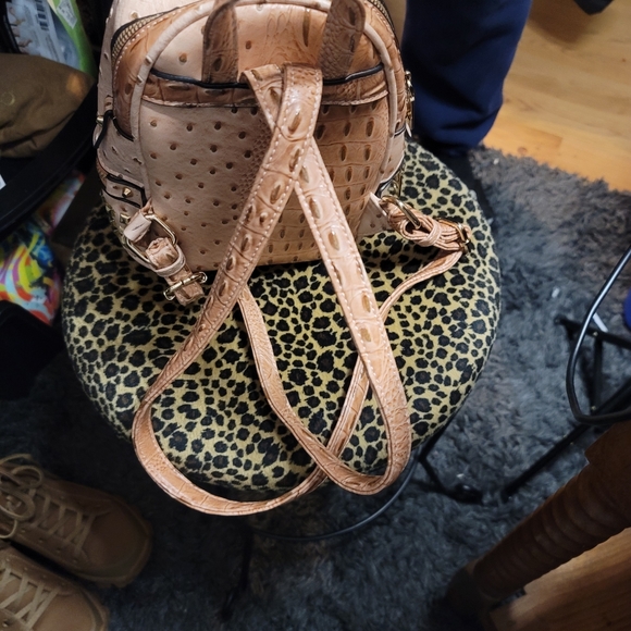 Mini Studded Taupe fashion backpack - Picture 4 of 14